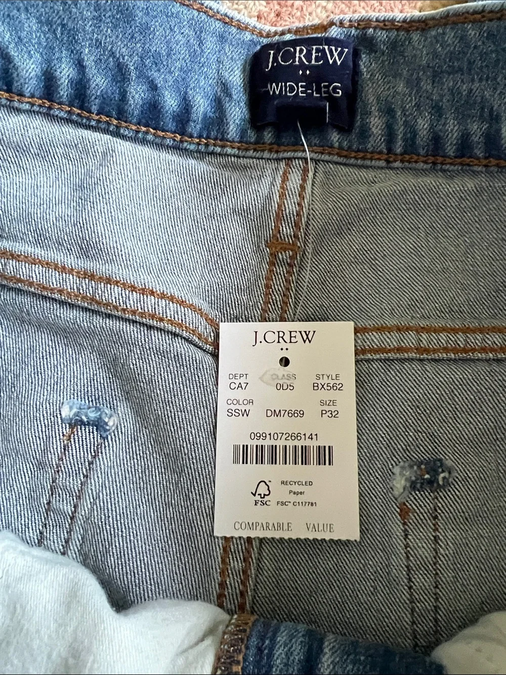 J. Crew Wide Leg Crop Denim Jeans size 32P NWT